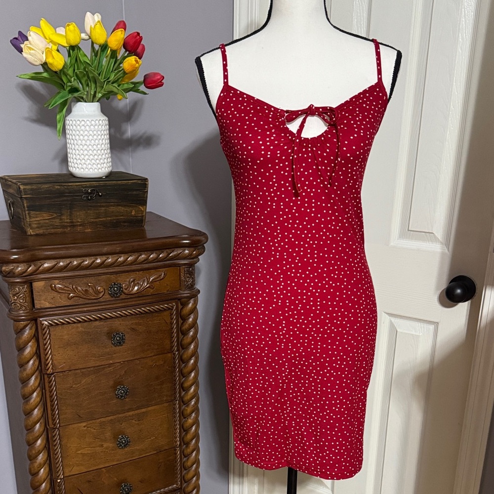 SHEIN Red Polka Dot Dress M Stretchy